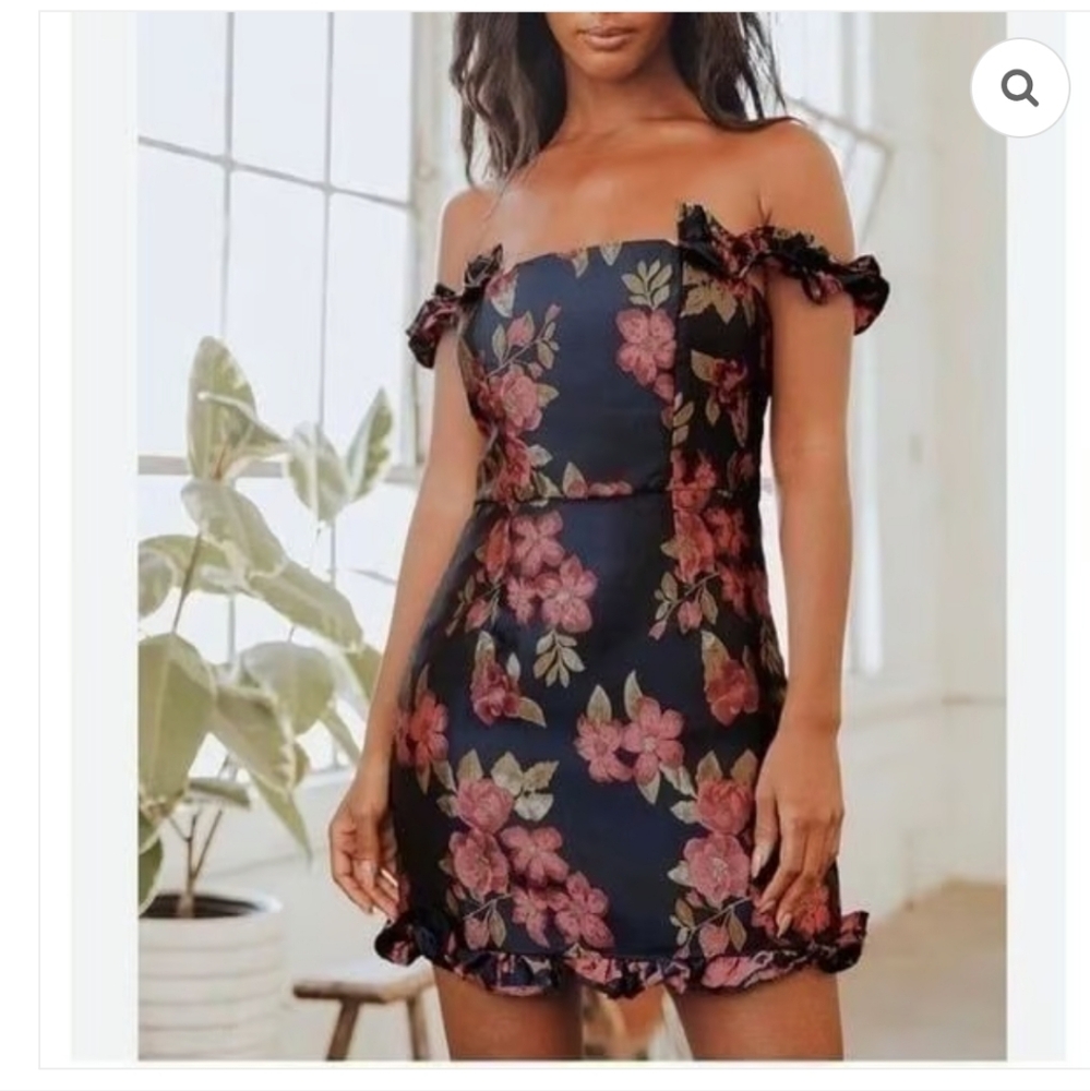 Lulu's Black and Pink Floral Mini Dress